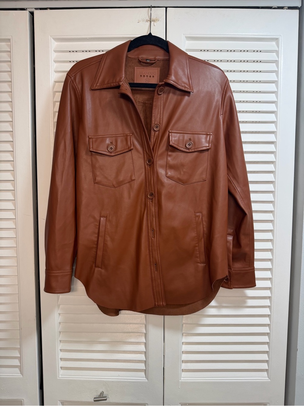 Blank NYC Brown Faux-Leather Jacket/Shirt